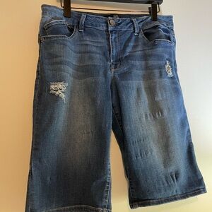 1822 Denim Women's Blue Distressed Bermuda Shorts
